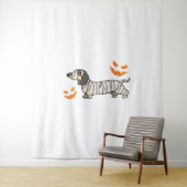 Dachshund Hond Halloween Candy Corn Volle Maan Wandkleed (In situ)