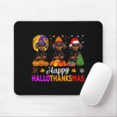Dachshund hond Halloween Kerstmis Hallothanksmas F Muismat (Met muis)