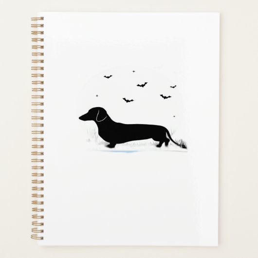 Dachshund hond � Halloween Maan Silhouet Klassiek Planner (Voorkant)