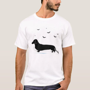 Dachshund hond � Halloween Maan Silhouet Klassiek T-shirt