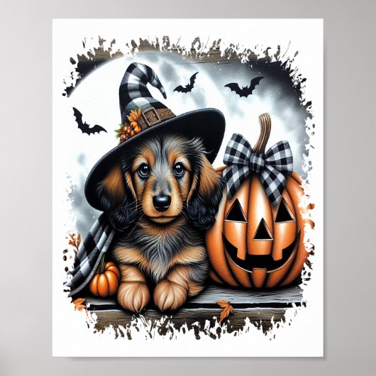 Dachshund Hond Halloween Poster (Voorkant)