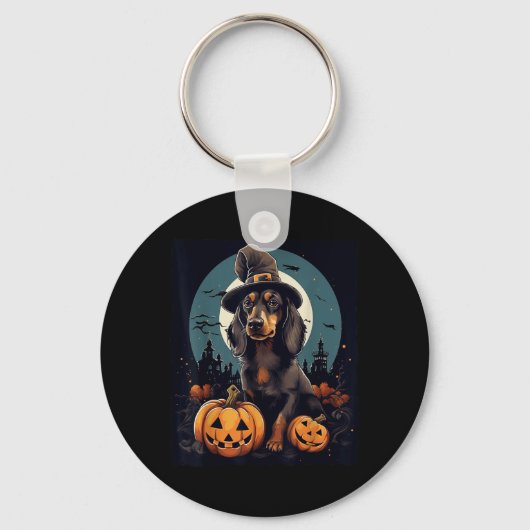 Dachshund hond Halloween Sleutelhanger (Voorkant)