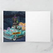 Dachshund hond Halloween vrachtwagen griezelige na Kaart (Binnen)