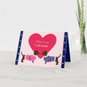 Dachshund Hond Hart Monogram Initiaal Vouwbaar Feestdagen Kaart (Voorkant)