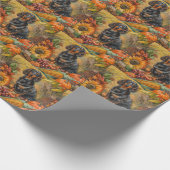 Dachshund hond herfst oogst thanksgiving cadeaupapier (Hoek)