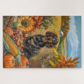 Dachshund Hond Herfst Oogst Thanksgiving Legpuzzel (Horizontaal)