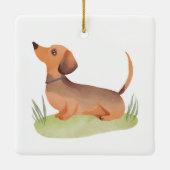 Dachshund Hond | Hond Huisdier Waterverf Keramisch Ornament (Achterkant)