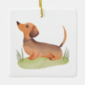 Dachshund Hond | Hond Huisdier Waterverf Keramisch Ornament (Voorkant)