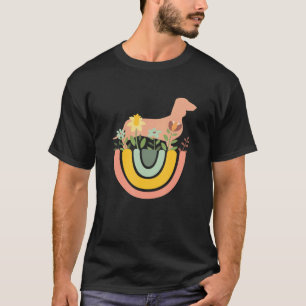 Dachshund Hond Huisdier Doxie Worst Schattig Bloem T-shirt