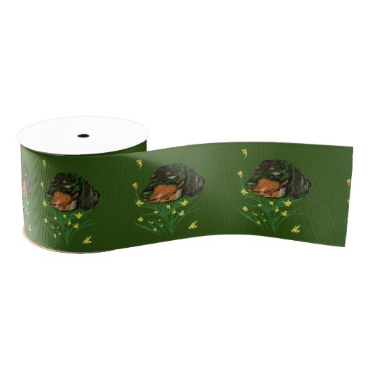 Dachshund Hond, Huisdieren Patroon, Lente Art Grosgrain Lint (Spoel)