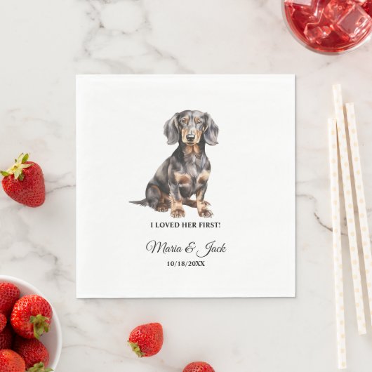 Dachshund-hond Ik hield van haar eerst Servetten (Insitu)