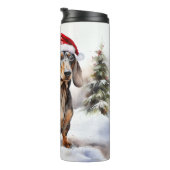 Dachshund hond in de sneeuw Kerstmis Thermosbeker (Geroteerd rechts)