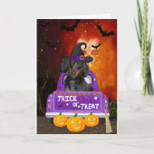 Dachshund Hond in Halloween Truck Kaart (Voorkant)