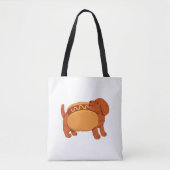 Dachshund Hond in hot dog kostuum Tote Bag (Voorkant)