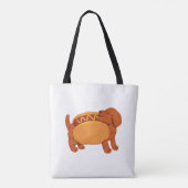 Dachshund Hond in hot dog kostuum Tote Bag (Achterkant)