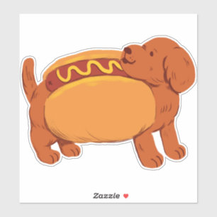Dachshund Hond in hotdog kostuum Custom-Cut Vinyl Sticker