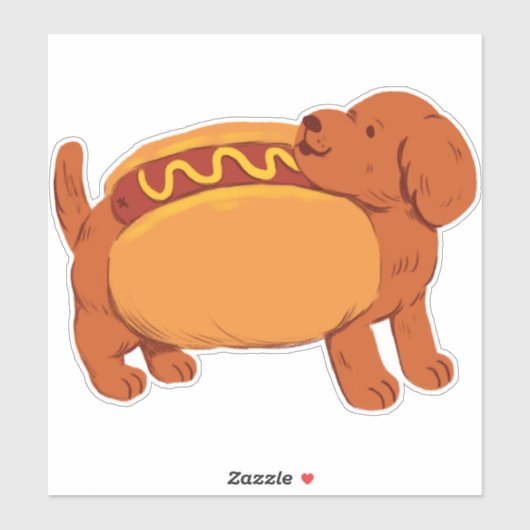 Dachshund Hond in hotdog kostuum Custom-Cut Vinyl Sticker (Vel)