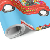 Dachshund Hond in Kerst Leveringsvrachtwagen Cadeaupapier (Rol Hoek)