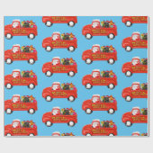 Dachshund Hond in Kerst Leveringsvrachtwagen Cadeaupapier (Vlak)