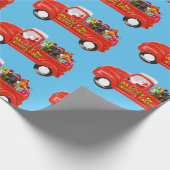 Dachshund Hond in Kerst Leveringsvrachtwagen Cadeaupapier (Hoek)