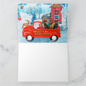 Dachshund-hond in Kerstbezorgwagen Sneeuw  Kaart (Binnen)