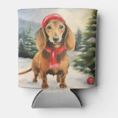 Dachshund Hond in Sneeuw Kerstmis Blikjeskoeler (Voorkant)