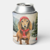 Dachshund Hond in Sneeuw Kerstmis Blikjeskoeler (Blikje Achterkant)