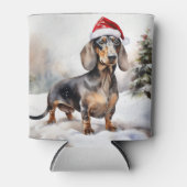 Dachshund Hond in Sneeuw Kerstmis Blikjeskoeler (Voorkant)