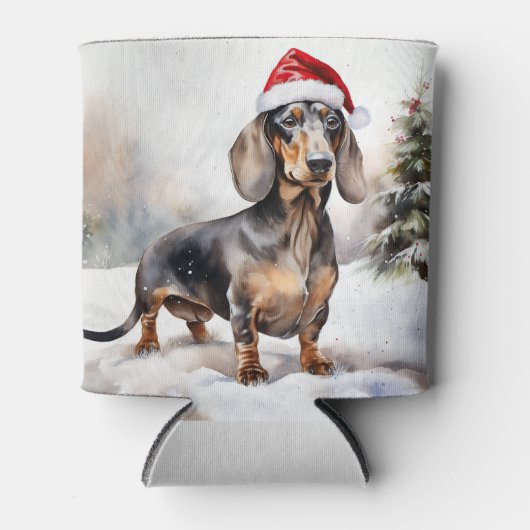Dachshund Hond in Sneeuw Kerstmis Blikjeskoeler (Voorkant)
