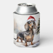 Dachshund Hond in Sneeuw Kerstmis Blikjeskoeler (Blikje Achterkant)