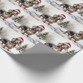 Dachshund Hond in Sneeuw Kerstmis Cadeaupapier (Hoek)