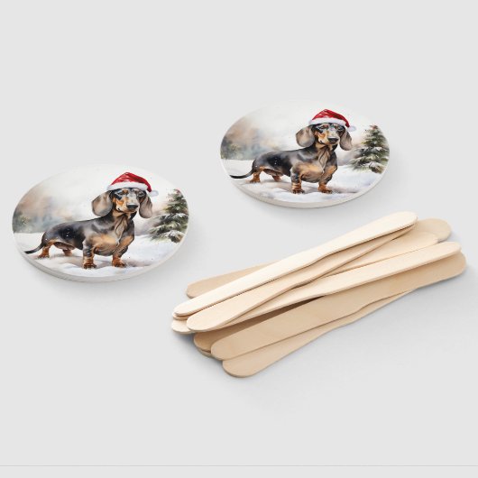 Dachshund Hond in Sneeuw Kerstmis Handwaaier (Niet-gemonteerd)