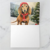 Dachshund Hond in Sneeuw Kerstmis Kaart (Binnen)