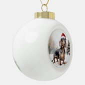 Dachshund Hond in Sneeuw Kerstmis Keramische Bal Ornament (Links)