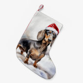 Dachshund Hond in Sneeuw Kerstmis Kleine Kerstsok (Voorkant (Hangend))