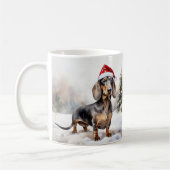 Dachshund Hond in Sneeuw Kerstmis Koffiemok (Links)