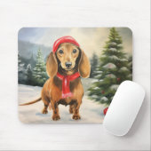 Dachshund Hond in Sneeuw Kerstmis Muismat (Met muis)