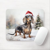 Dachshund Hond in Sneeuw Kerstmis Muismat (Met muis)