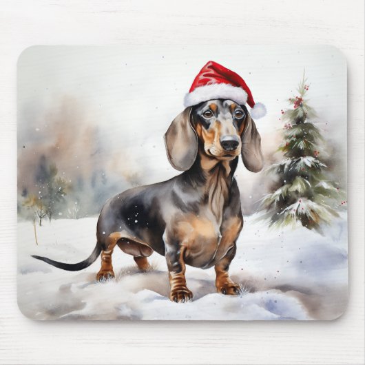 Dachshund Hond in Sneeuw Kerstmis Muismat (Voorkant)