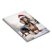 Dachshund Hond in Sneeuw Kerstmis Notitieboek (Rechterzijde)