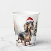Dachshund Hond in Sneeuw Kerstmis Papieren Bekers (Achterkant)