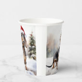 Dachshund Hond in Sneeuw Kerstmis Papieren Bekers (Rechts)