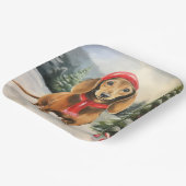 Dachshund Hond in Sneeuw Kerstmis Papieren Bordje (Gebogen)