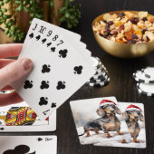 Dachshund Hond in Sneeuw Kerstmis Pokerkaarten (Insitu)