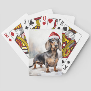 Dachshund Hond in Sneeuw Kerstmis Pokerkaarten