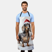 Dachshund Hond in Sneeuw Kerstmis Schort (Gedragen)