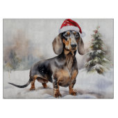 Dachshund Hond in Sneeuw Kerstmis Snijplank (Voorkant)