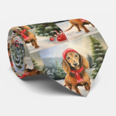Dachshund Hond in Sneeuw Kerstmis Stropdas (Opgerold)
