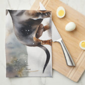 Dachshund Hond in Sneeuw Kerstmis Theedoek (Quarter Fold)