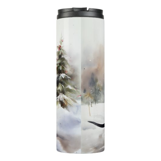 Dachshund Hond in Sneeuw Kerstmis Thermosbeker (Achterkant)